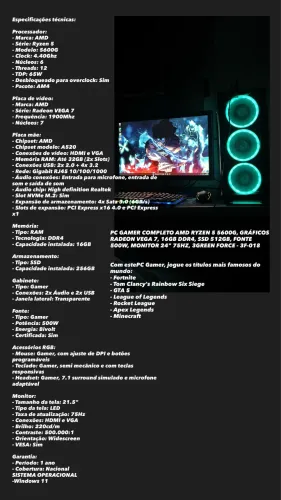 Vende-se pc gamer Ryzer completo