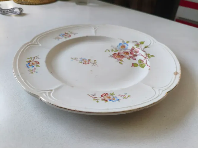 Prato Raso Antigo 27cm Faiança Porto Ferreira CPF Floral Vintage