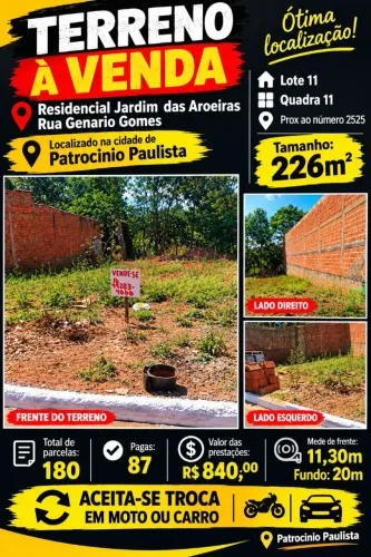 Vendo terreno em Patrocínio Paulista SP