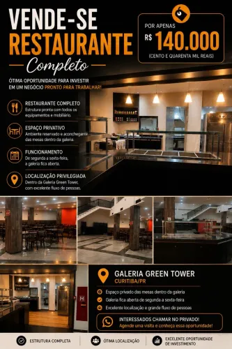 ? Restaurante Buffet Completo à Venda - Centro de Curitiba