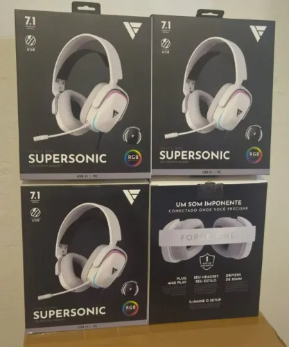 headset gamer force one supersonic 7.1 surround usb branco novo lacrado nota e garantia
