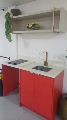 Cozinha Compacta Completa | Bancada em Pedra + Fogão Indução 2 Bocas | Moderna