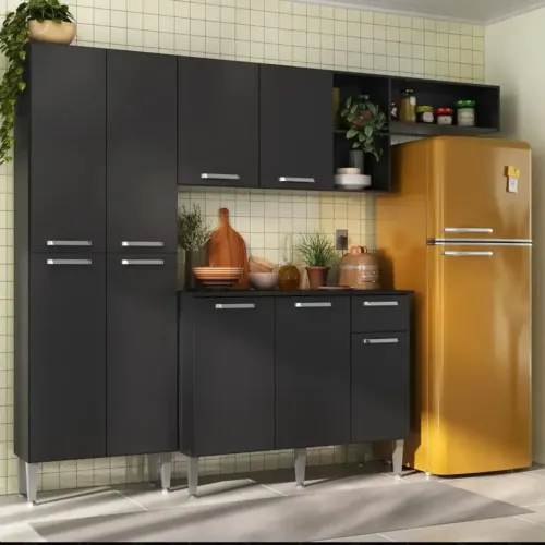 Armário de cozinha preto + cinza