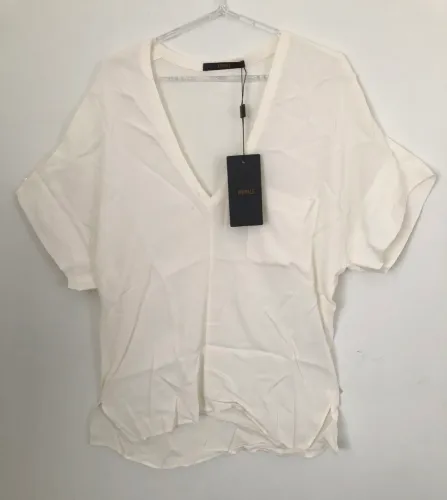 T-Shirt Animale Crepe Gola V Branca