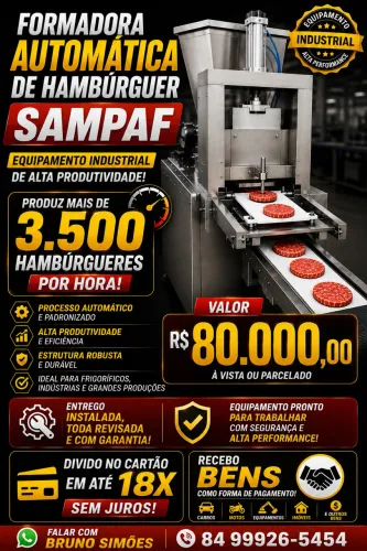 Máquina formadora de hambúrguer.
