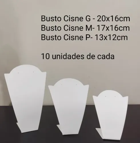 Kit 10 Busto Cisne ?G? Expositor para Colar e Bijuterias Acrílico Branco - Mostruário