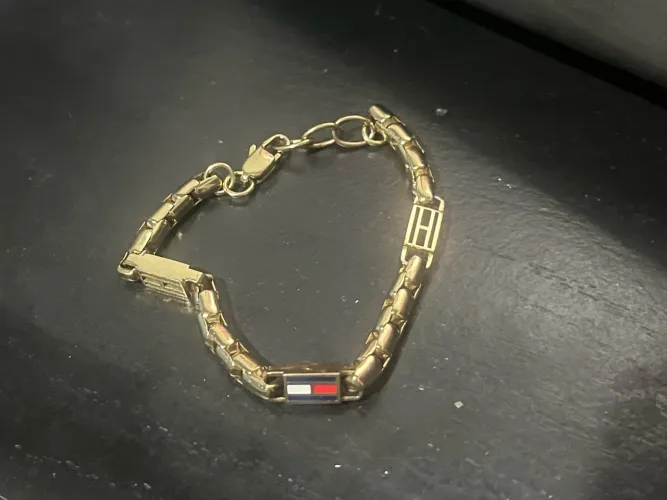 Pulseira Masculina Tommy Hilfiger - Aço Banhado a ouro (Original)
