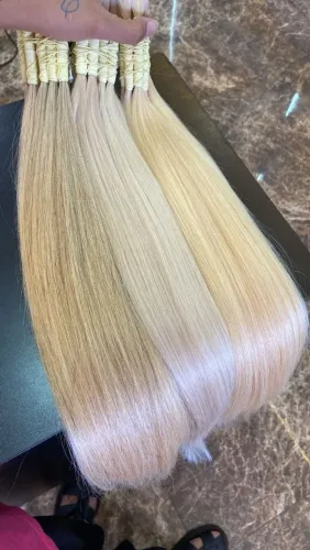 Cabelo humano loiro mesclado pérola  dourado e castanho natural 