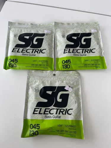 Baixo Elétrico- Combo 3 Jogos Cordas Baixo 5 Cordas SG Novas Lacradas Oferta