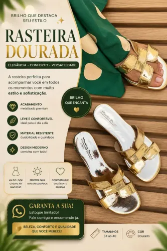 ? RASTEIRA DOURADA - Elegância e brilho para seus passos! ?