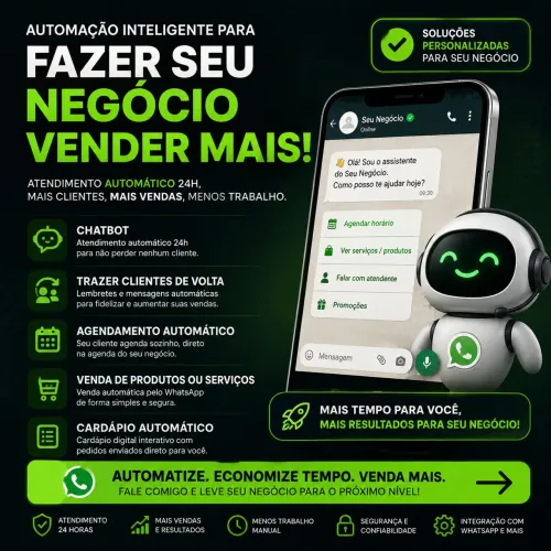 Automatize seu negócio e venda mais! | Atendimento, agendamento e vendas 24h
