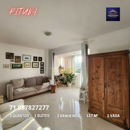 APARTAMENTO 3 QUARTOS (1 SUÍTE), 117M², NA PITUBA