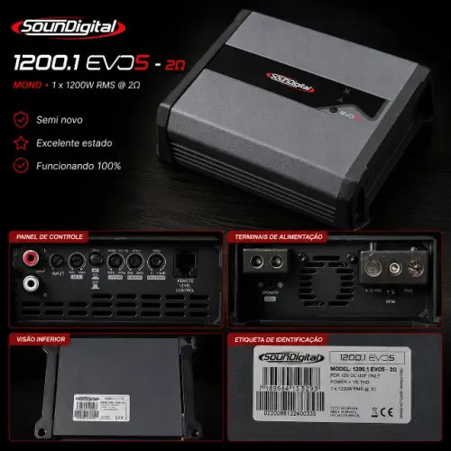 Soundigital 1200.1 EVO5 2 Ohms ? Semi novo