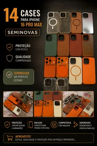 Lote com 14 cases para iPhone 16 pro Max 