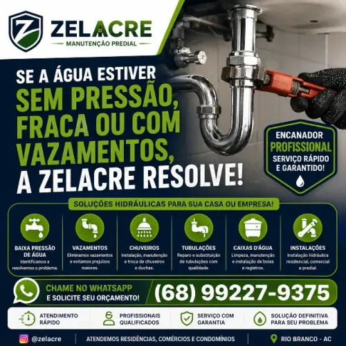 Encanador em Rio Branco - Água Fraca, Vazamentos e Reparos Hidráulicos