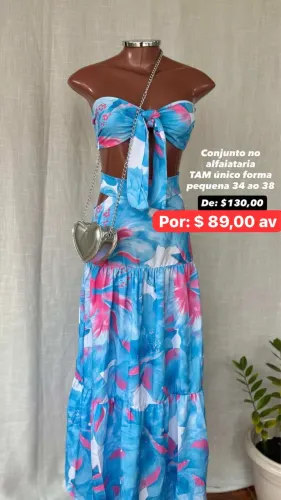 Conjunto feminino top e saia