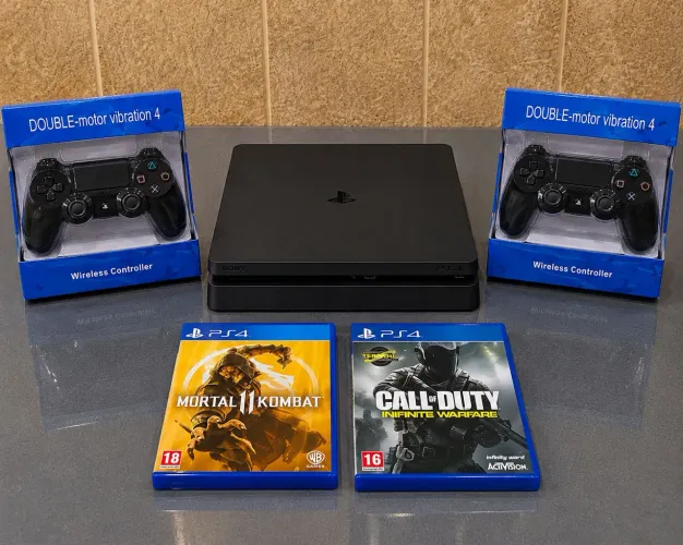 PS4 SLIM 1 TB 2 CONTROLES 15 JOGOS