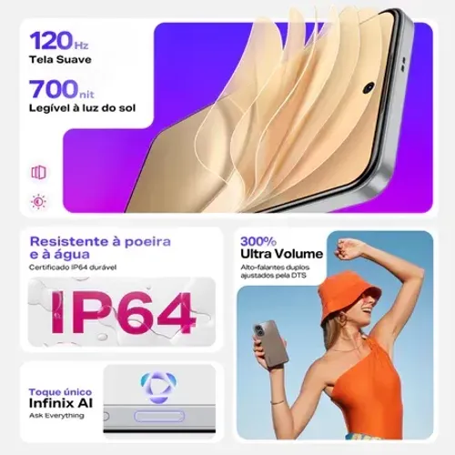 Celular Infinix Smart10 4G X6725 Dual SIM de 128GB 4GB RAM de 6.67" 8+2MP 8MP