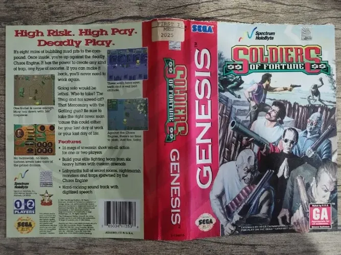 Encarte Soldiers of Fortune original - Mega Drive/Sega Genesis