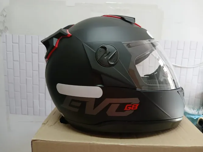 Capacete Moto Fechado Pro Tork Evo G8 Preto Fosco Vermelho Tamanho 60