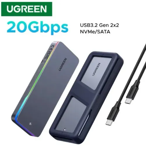 Case SSD M.2 NVMe SATA CM777 Ugreen 20 Gbps USB 3.2