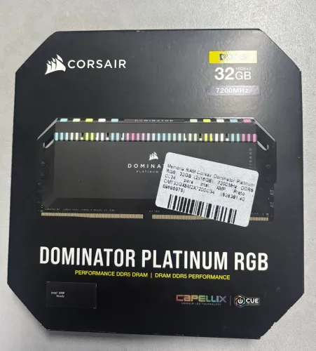 Memória RAM Corsair Dominator Platinum RGB 32GB (2x16GB) DDR5 7200MHz CL34