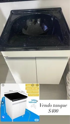 Tanque De Lavanderia Gabinete 100% MDF Com Sifão e Válvula - BELLI MÓVEIS
