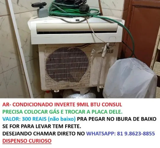 AR- CONDICIONADO INVERTE 9MIL BTU CONSUL (leia a foto)