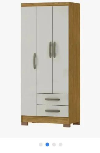 Guarda roupa solteiro, 3 portas, 2 gavetas e cabideiro. Produto Novo! De 780 por 670 reais