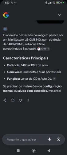 Som LG micro system com Bluetooth