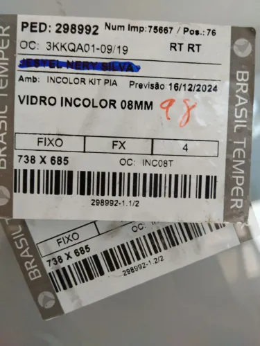 2 Vidros incolor blindex