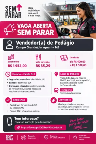Vendedor - Campo Grande/Jaraguari - MS