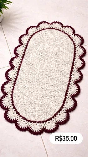 Tapete crochê oval 