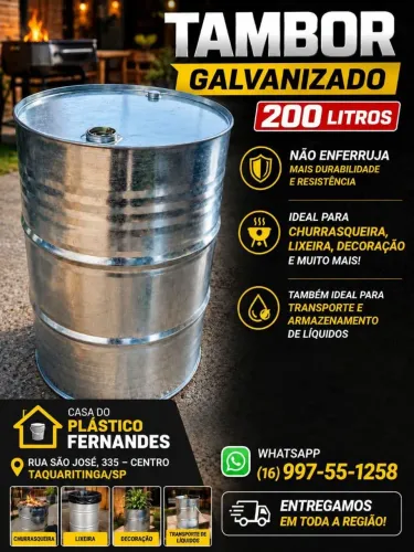 Tambor galvanizado para decoração