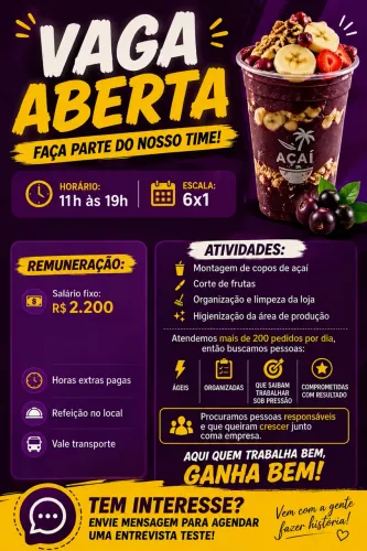 Atendente de Açaiteria