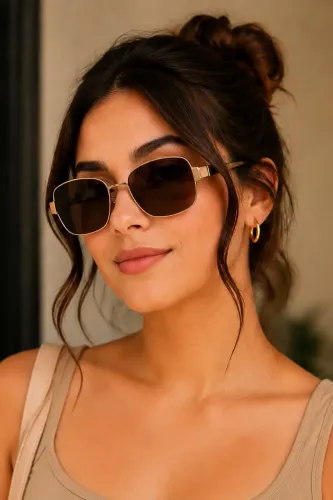 Óculos de sol Ana Hickmann eyewear marrom e dourando