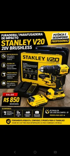 Furadeira/Parafusadeira Stanley 20v 2 baterias