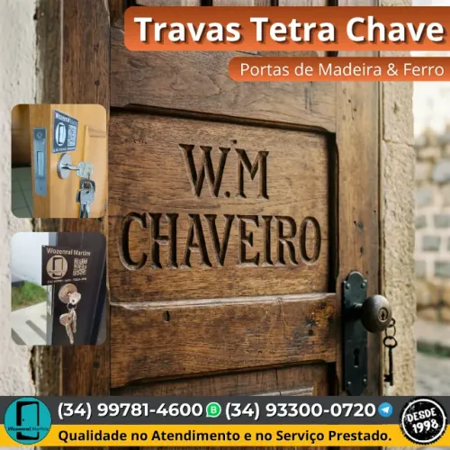 Travas Tetra Chave em Portas de Madeira, Ferro e Portão Social.