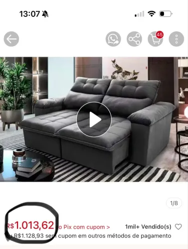 Sofá Retrátil Reclinável 1,80m Suede King House