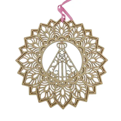 MANDALA EM MDF COM SILHUETA DE NOSSA SENHORA APARECIDA - ARTE SACRA - USADO