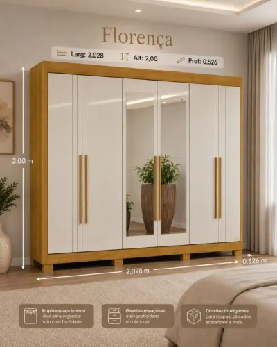 Guarda roupa Florença porta de abrir