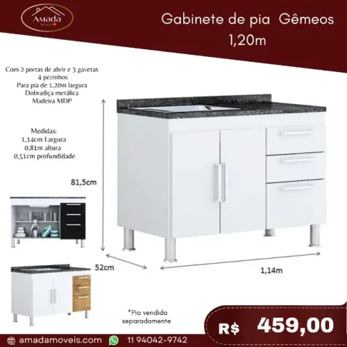 Gabinete de Pia Gêmeos, a pronta entrega