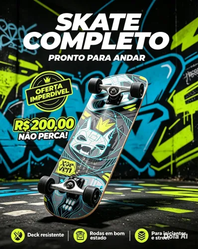 Vendo skate profissional todo X-SEVEN
