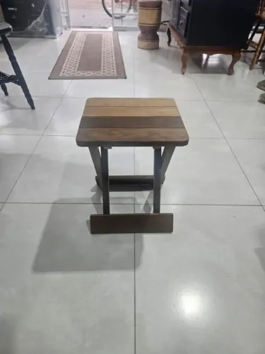 Banqueta Dobravel Madeira Imbuia Crua