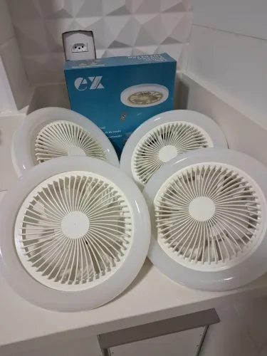 Kit 4 Luminárias com Ventilador 36W Controle Remoto