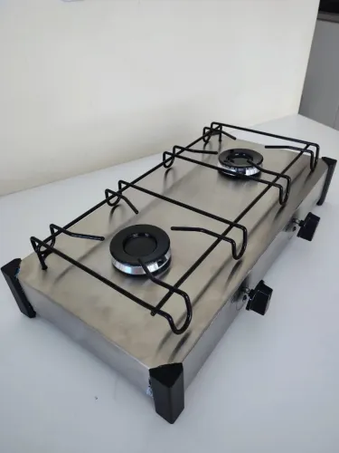 Fogão 2 Bocas Portátil Inox - Compacto, Econômico e Pronto para Usar