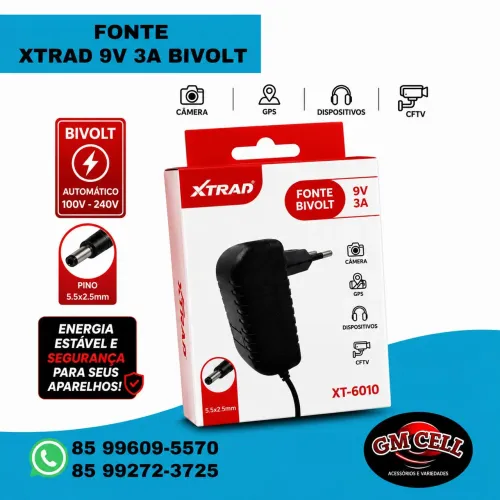 Fonte 9v 3a plug 4 5.5mm xtrad