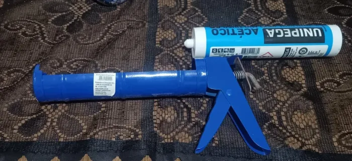 Aplicador De Silicone Fechado + Silicone Acético Veda Pia Branco 250ml Unipega