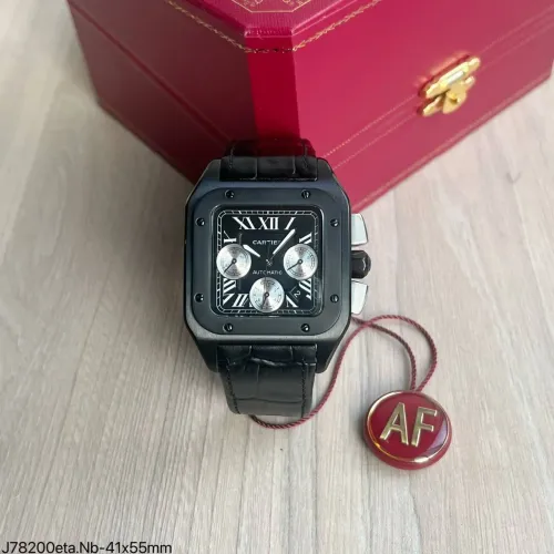 RELÓGIO CARTIER santos xl preto Crono ETA S/C -  PULSEIRA PRETA