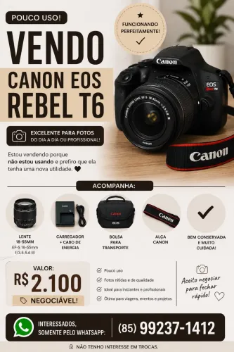 Câmera fotográfica Cânon T6